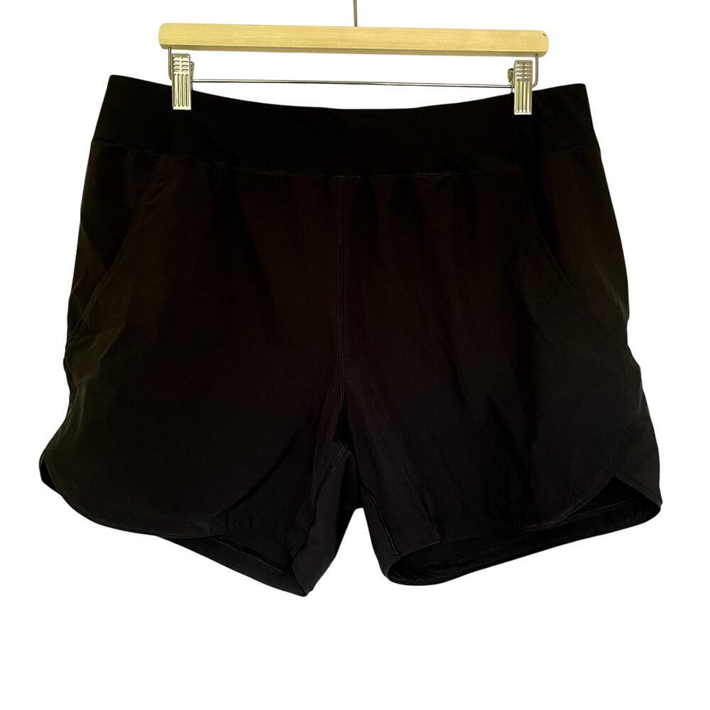 Lands' End Athletic Shorts 16 Black Women Stretch Pockets Polyester Spandex